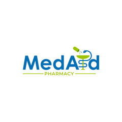 Logo letter MedAid Pharmacy for healthcare vector