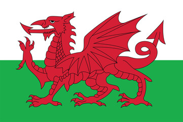 National flag of Welsh. Welshan flag. Vector Illustration.	