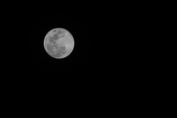 Close up  full moon on the Black sky