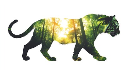 Obraz premium Tiger Filled with Lush Green Forest