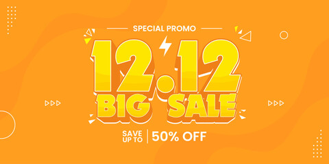 12 12 super sale promo banner with discount offer. 12 12 shopping festival super sale banner. Flash sale special offer banner for social media post or website banner. Flash sale campaign