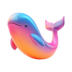 Colorful Cartoon Whale on Transparent Background