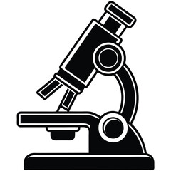 Modern Science Microscope Silhouette Vector Illustration