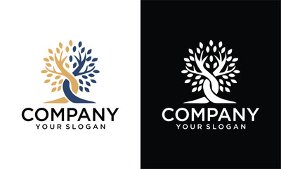 Obraz premium Creative Tree of life logo design vector template