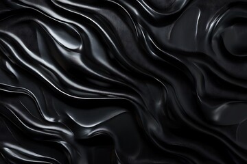 Obraz premium Abstract black wavy texture. Fluid, dark, elegant, flowing design.