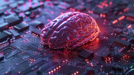 Obraz premium Artificial Intelligence: Brain on a Circuit Board
