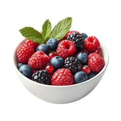Fresh Berries in Bowl on Transparent Background