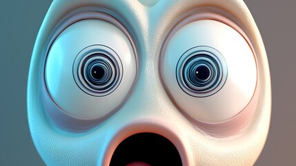 A cartoon face with a shocked expression, wide eyes, and spiraling pupils 