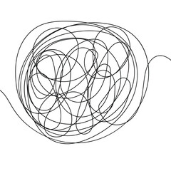 hand-drawn scribbles of tangled intertwined lines in different shapes and size. editable line. adjusta ble stroke width on white background.