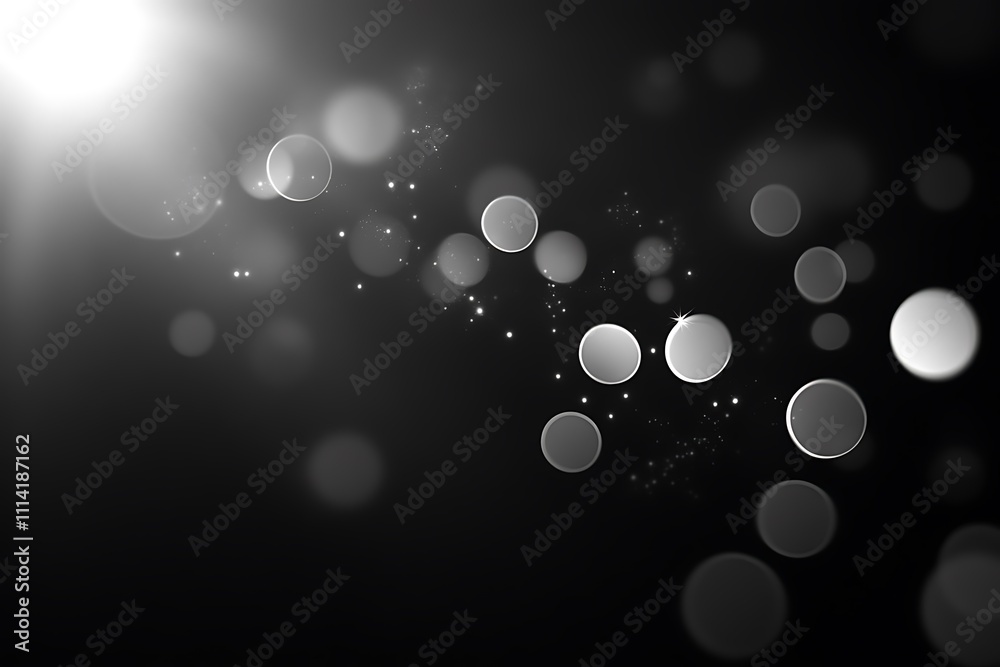 Poster abstract bokeh light effect on black background.