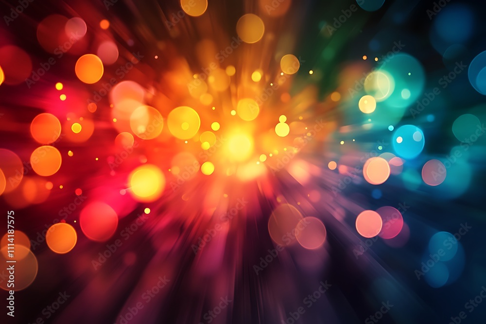 Poster abstract colorful bokeh lights burst background.