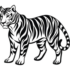 Obraz premium Vector Illustration of Tiger Walking Silhouette Design