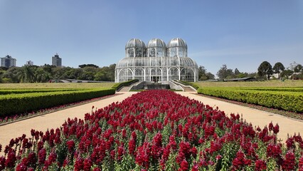 Curitiba Brazil. Botanical Garden At Curitiba In Parana Brazil. Gardening Landscape. Touristic Attraction. Urban Park. Botanical Garden At Curitiba In Parana Brazil. Flowers Plantation.