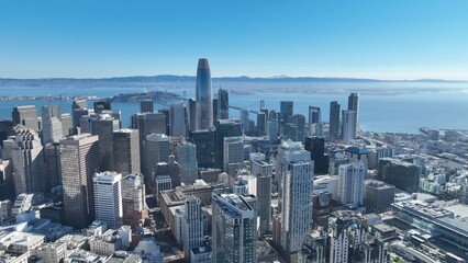 Fototapeta premium Coast City At San Francisco In California United States. Megalopolis Downtown Cityscape. Business Travel. Coast City At San Francisco In California United States. 
