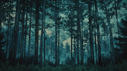 Obraz premium A Serene Forest Painting With Tall Trees