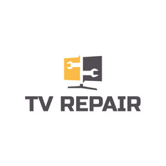 TV Repair Logo. TV Service Logo Template Design Vector