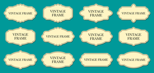 Set of vintage frames. Retro badge with decorative elements.