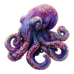 Fototapeta premium Colorful Octopus Illustration on Transparent Background