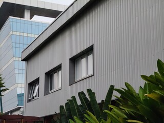 The beauty of the exterior design of modern campus and office buildings made of aesthetic metal or glass