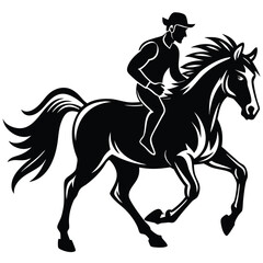 Horse with Rider Logo Vector Illustration