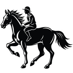 Running Horse with Rider Vector Illustration