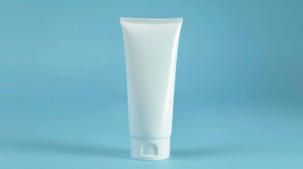 blank white facial skin care cosmetic, medical matte plastic cream tube product packaging mockup presentation showcase