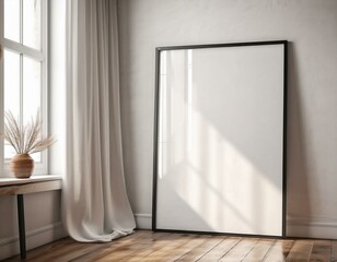 Modern interior design mockup showcasing a cozy living room with a stylish ISO A paper size poster frame for artistic expression.