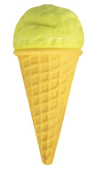 Lemon ice cream in waffle cone