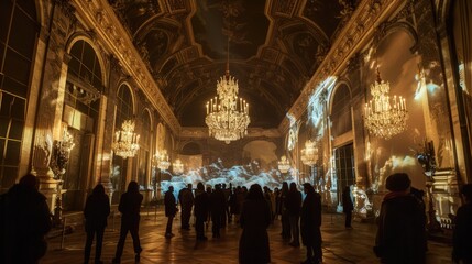 Discover the enchanting vibrancy of light projections showcased in a historic setting