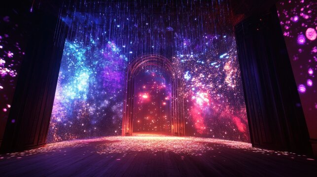 Discover the enchanting vibrancy of light projections showcased in a historic setting
