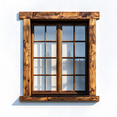 Obraz premium Vintage Wooden Window with Reflections AI generated