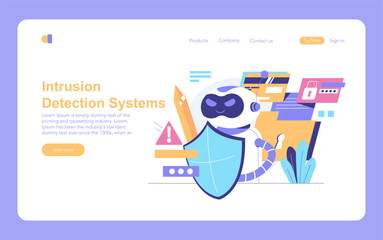 AI Cybersecurity. Flat Vector Illustration