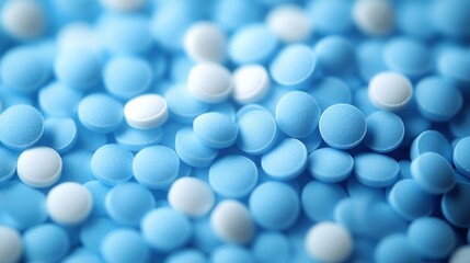 Close-Up of Blue and White Tablets
