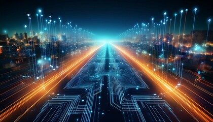 Fototapeta premium digital transformation strategies modernizing business processes digital transformation strategies with an image of a digital roadmap for organizational change