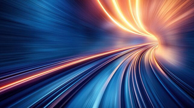 Hyperloop train travelling at high speed through a tunnel Passengers inside a hyperloop train looking out at the tunnel walls rushing by, conveying a sense of high speed travel.