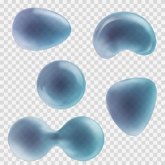 Realistic vector soap or glass bubbles various shapes isolated on transparent background. 3d cartoon design elements.