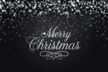 Elegant Silver Sparkling Merry Christmas Greeting Card Design