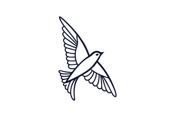 Obraz premium bird in flight vector line art illustration transparent on white background