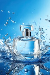 Round perfume bottle creates dynamic water splash