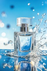 Transparent perfume bottle with water splash effect