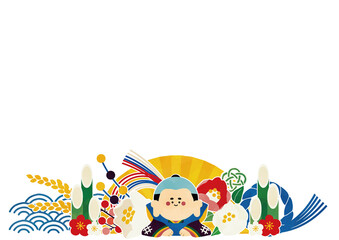 Obraz premium かわいいお正月のイラストフレーム