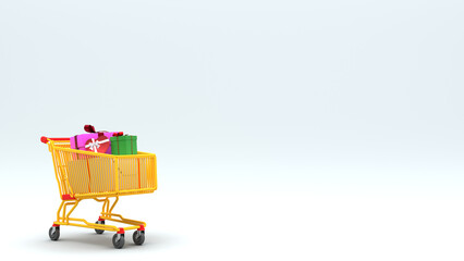 3D christmas shopping cart background