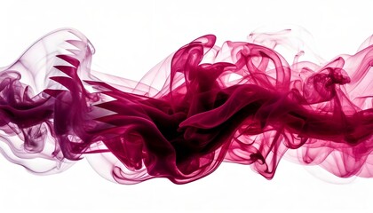 Burgundy and Maroon Smoke Design with Qatar Flag Element on White Background