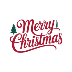 Merry Christmas lettering typography winter holiday design and color gift, snowflakes, snow, Vector illustration.