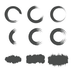 Set of black brush circle vector