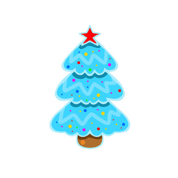 Christmas tree decoration cute asset or element for graphic design or cake inspiration