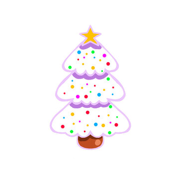 Christmas tree decoration cute asset or element for graphic design or cake inspiration