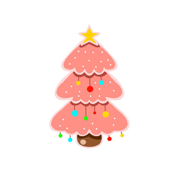 Christmas tree decoration cute asset or element for graphic design or cake inspiration
