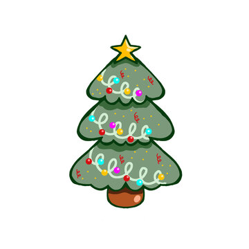 Christmas tree decoration cute asset or element for graphic design or cake inspiration