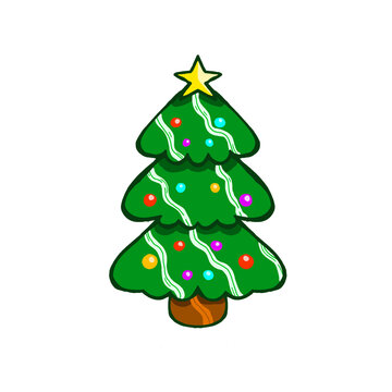 Christmas tree decoration cute asset or element for graphic design or cake inspiration